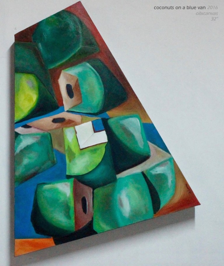 Sebastian de Lancey_Coconuts on a Blue Van_2016_oil on canvas_76x56