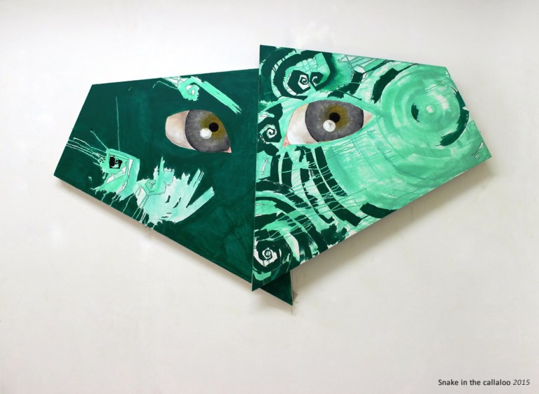 de Lancey 2015 - 'snake_in_the_callaloo' acrylic on canvas - 4'x6'